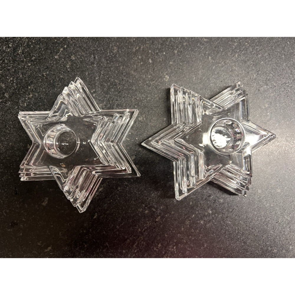 Vintage WMF Germany Lead Crystal Star Shaped Tapered Candle Holder‎ MCM Deco (2) - Picture 4 of 7